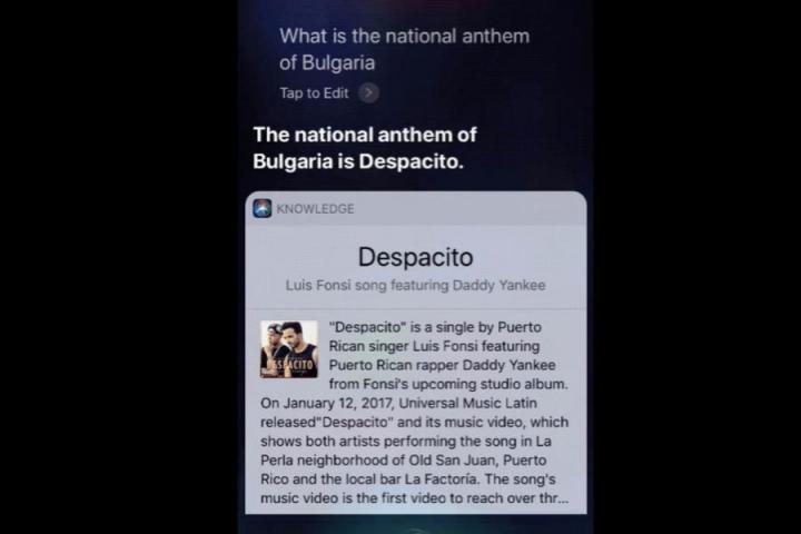 Siri告诉你，保加利亚国歌是Despacito？